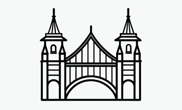black and white bridge architecture outline clip art preview