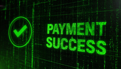 A vibrant digital display indicating successful payment processing