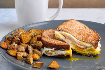 fried egg canadian bacon  breakfast sandwdddidcdh