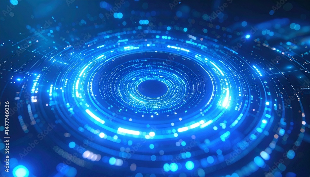 Poster abstract digital background of blue circles in futuristic concept. the image shows a technology conn