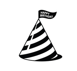 Happy Birthday Party Hat Icon: Celebration Graphic Design