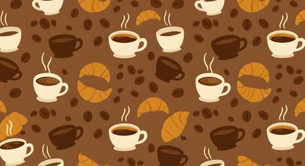 Obraz premium Coffee Elements Pattern