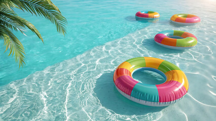 inflatable ring floating in the pool