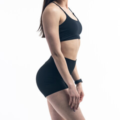 Fototapeta premium athletic female body, fitness woman, athletic girl torso on white background