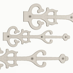 Three wooden objects with a cross on the end