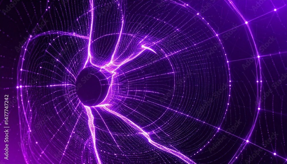 Aufkleber abstract glowing purple lines resembling a complex network on a dark background, creating a sense of