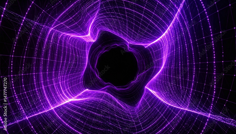 Poster abstract digital tunnel with glowing lines and shapes. the image evokes a sense of mystery and techn
