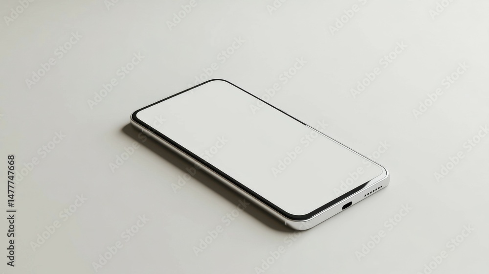 Poster minimalistic mockup of a modern frameless smartphone with a blank screen, rendered in 3d. this rende