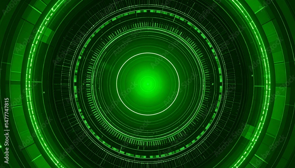 Poster abstract futuristic green technology background with circular pattern and glowing light in the cente