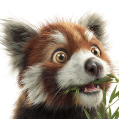 Obraz premium Playful red panda portrait nature reserve animal photography lush environment close-up wildlife concept