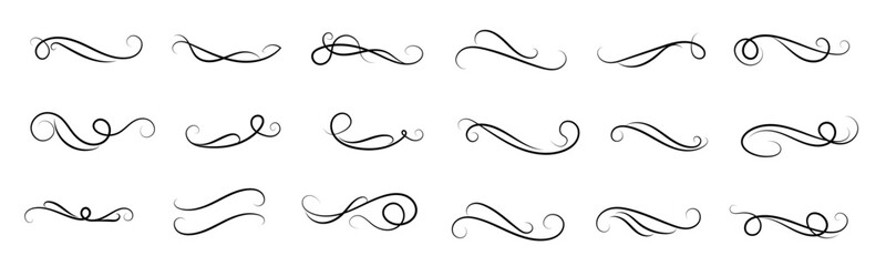vector illustration set of border calligraphic design elements and dividers decorative, Vintage swirl line.