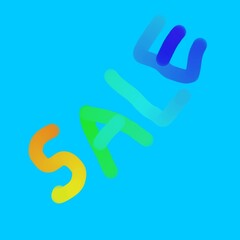 hand written sale words blue and white