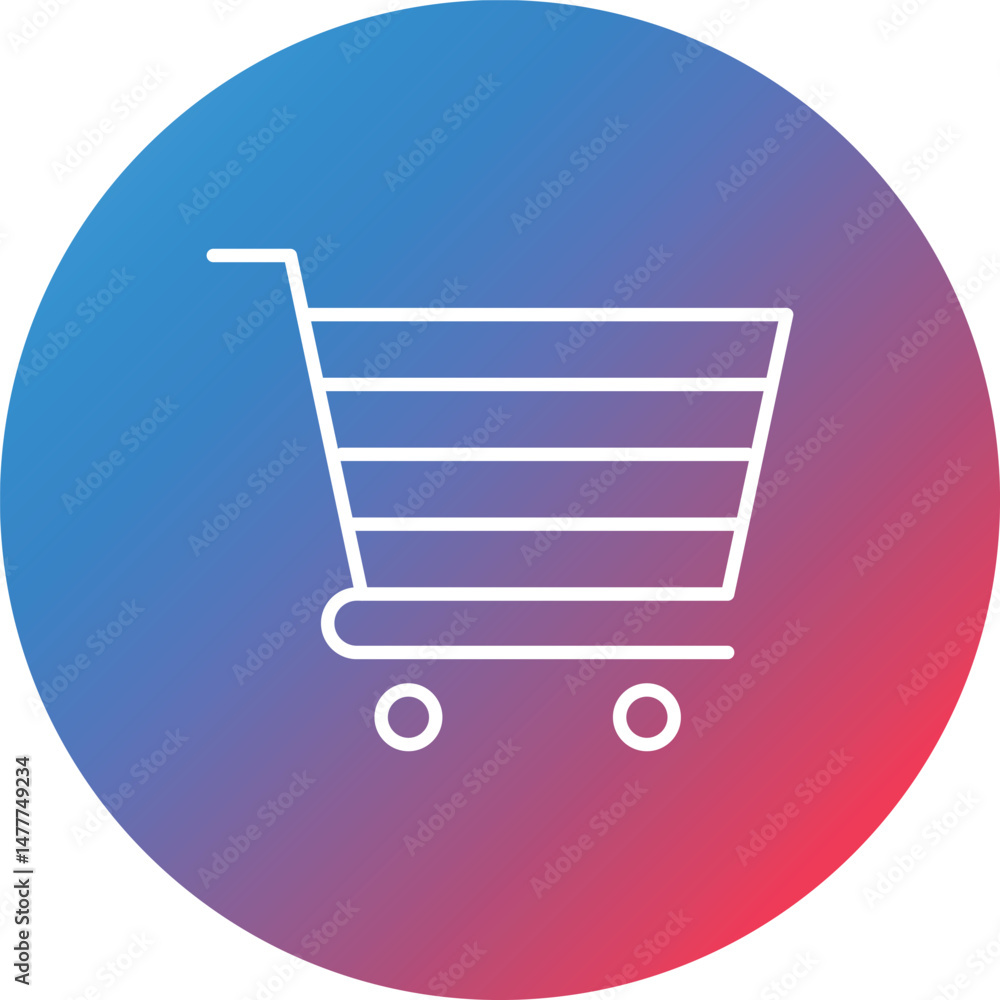 Poster shopping cart line gradient circle background icon