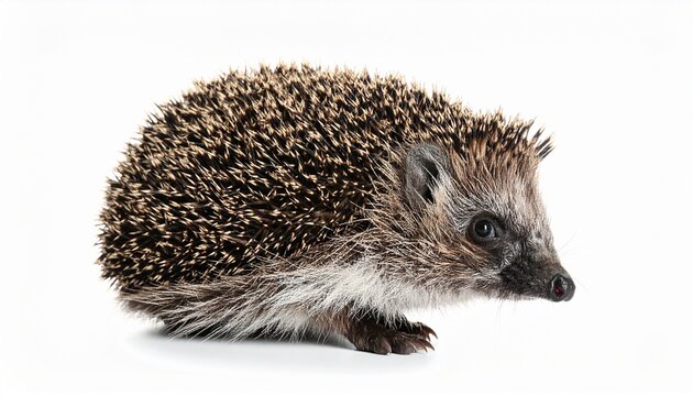 adorable hedgehog on white background