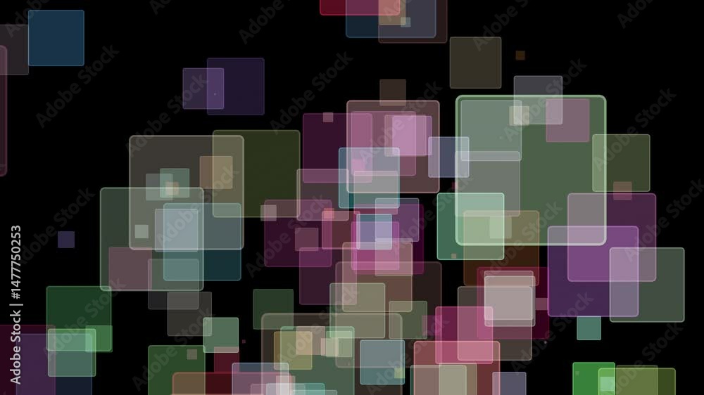 Aufkleber fantastic video animation with glowing square objects in motion, 4096x2304 loop 4k