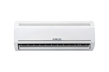 Modern white air conditioner unit against a neutral isolated transparent background