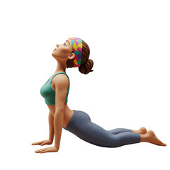 Yoga pose demonstration by a flexible woman in athletic attire on a transparent background