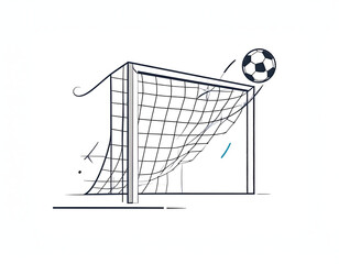Soccer ball entering goal post, scoring a goal in football match