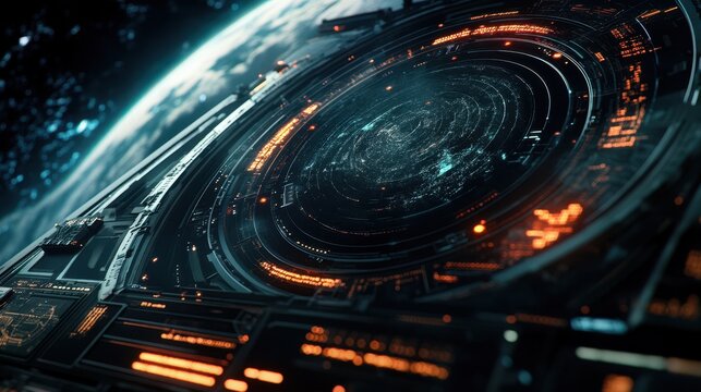 Futuristic ESG compliance monitoring systems enhance ethical business operations with high-tech interfaces, featuring advanced tools for tracking environmental, social, and governance metrics.