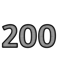 Black and white color numbers 200