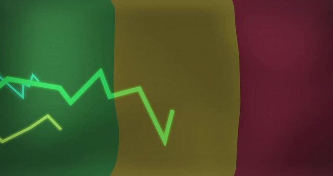 Neon lime green zigzag line, yellow green segments being displayed on color panels flat design