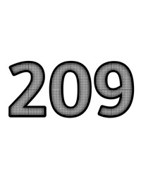 Black and white color numbers 209