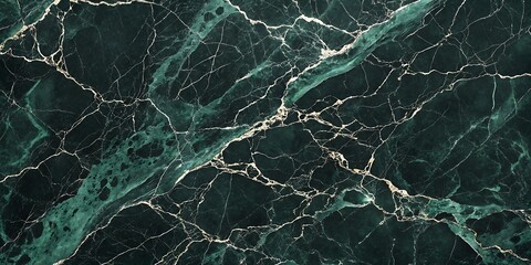Deep Emerald Green Marble Surface – Natural Stone Texture with Golden Highlights