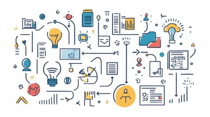 Hand-drawn business concept illustrations featuring strategic roadmaps and innovative solutions.
