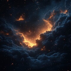 Fototapeta premium Cosmic clouds illuminated by celestial light.