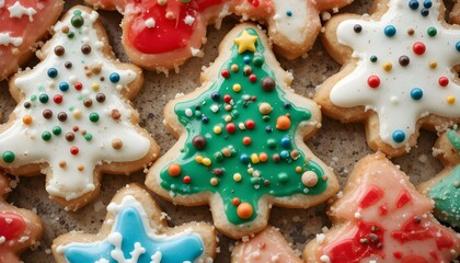 Obraz premium Closeup of Colorful Icing Decorated Christmas 