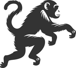 Black isolated artwork vector silhouette of a chimpanzee