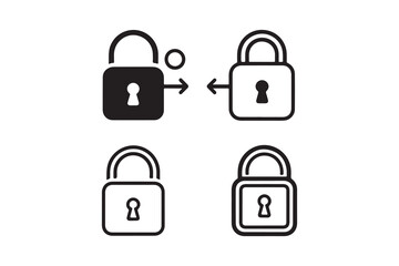 This vector design set features various lock icons and padlocks, symbolizing security and protection for web or internet use with open and closed elements