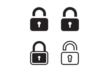 This vector set features a collection of metal lock icons, including padlocks, symbolizing security and safety in a closed and secure state