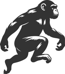 Black isolated artwork vector silhouette of a chimpanzee