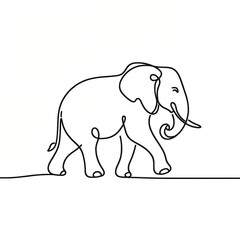 Fototapeta premium Minimalist one-line drawing of walking elephant