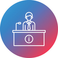 Information Desk Line Gradient Circle Background Icon