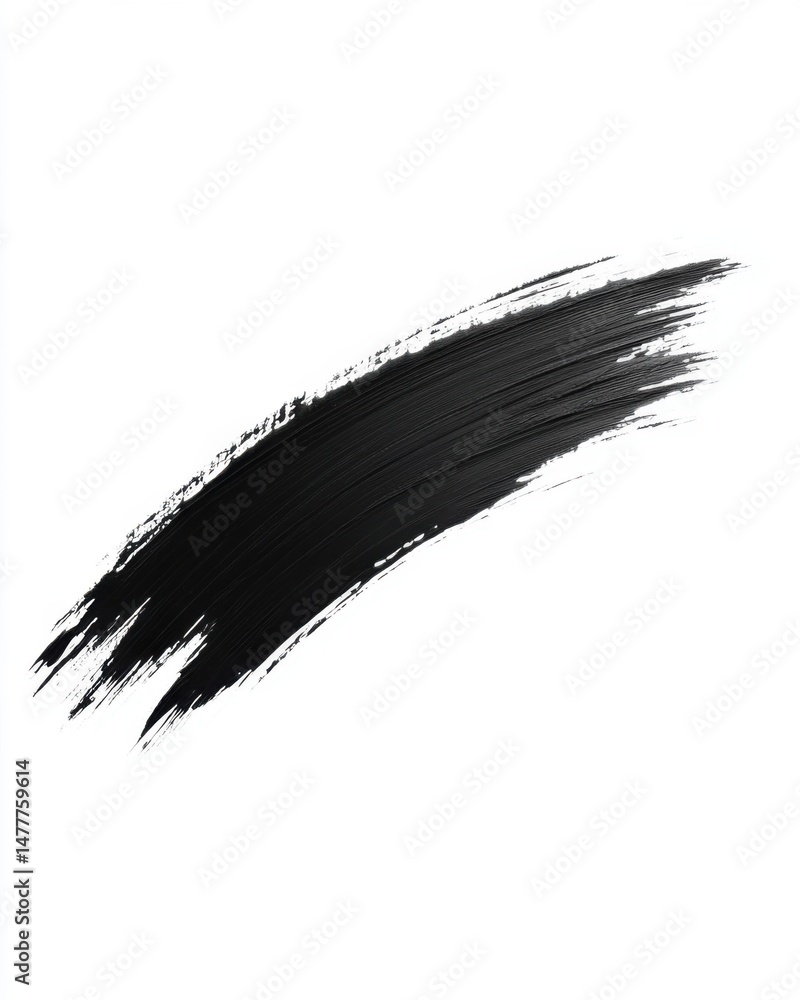 Poster abstract black paint stroke on white background angled view minimalist style for graphic design and 