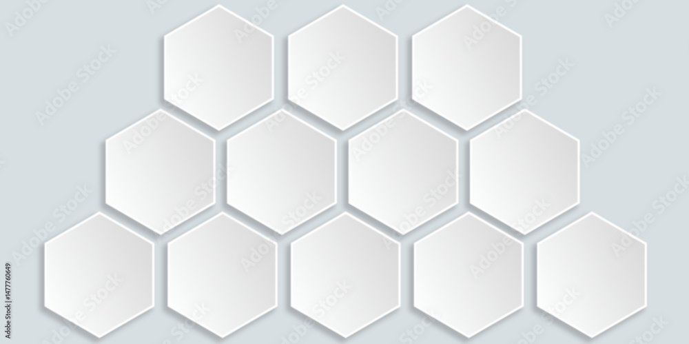 Aufkleber abstract light grey and white hexagon 3d effect pattern with shadow seamless texture background. use