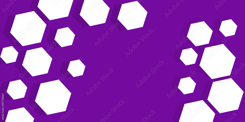 Poster vector abstract background hexagon purple light and shadow.