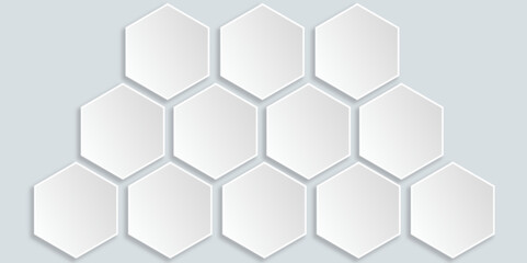 Abstract light grey and white hexagon 3d effect pattern with shadow seamless texture background. Use for book, poster, flyer, website illustration.
