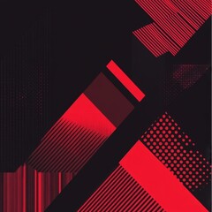 Abstract red and black geometric composition graphic design with lines and dots modern art style