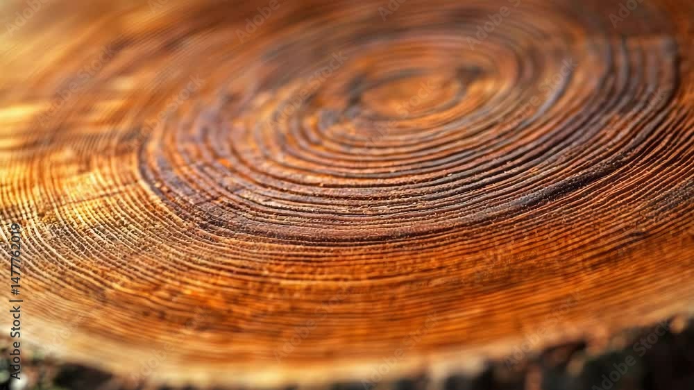 Poster a close-up view of a tree trunk showing its annual growth rings