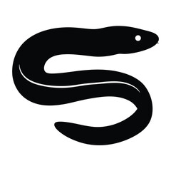 eel vector silhouette icon - ideal for fishing logos, seafood icons, and aquatic-themed graphics.