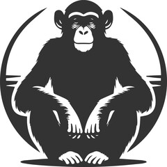 Black isolated artwork vector silhouette of a chimpanzee