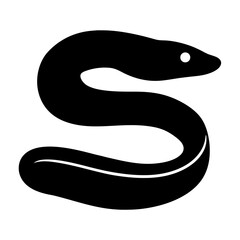 eel vector silhouette icon - ideal for fishing logos, seafood icons, and aquatic-themed graphics.