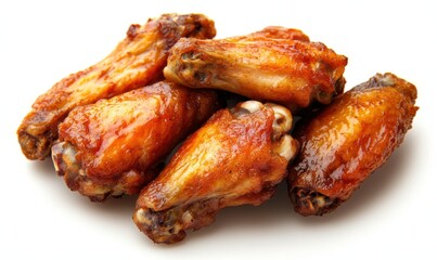 Roasted chicken wings, savory meal, studio shot, white background, food photography, for restaurant menus
