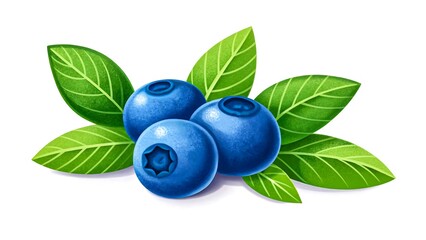 Fresh Blueberries with Green Leaves Illustration Perfect for Food Packaging Design or Culinary Blogs
