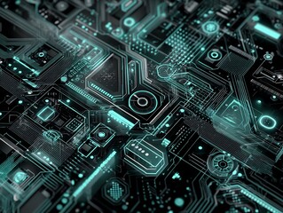 Fototapeta premium Illuminated circuitry: A mesmerizing display of technological advancement