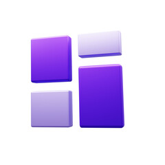 3D Grid Layout Icon in Purple with Modern Minimal Design on Transparent Background

