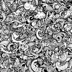Whimsical Abstract Monochrome Art: A mesmerizing black and white illustration, teeming with intricate details of swirling patterns, organic shapes, and a dance of light and shadow